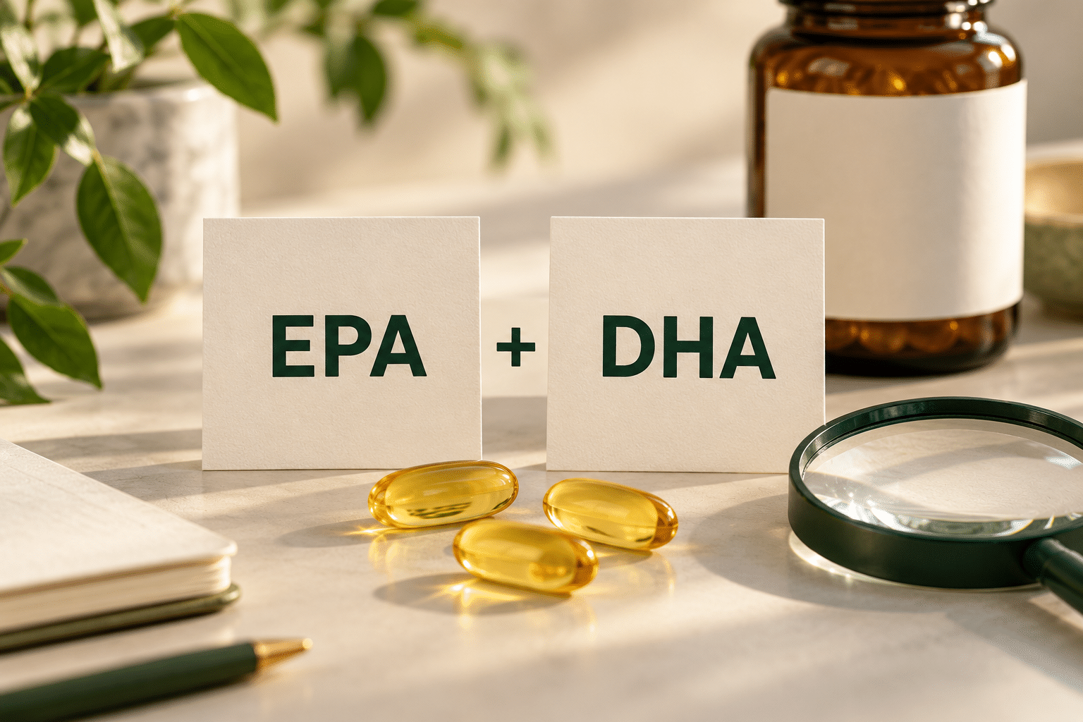 EPA ve DHA başlıklarıyla etiket okuma konusunu anlatan temsili takviye görseli